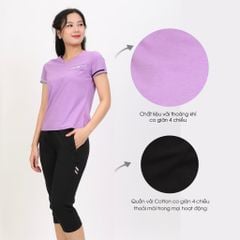 Đồ bộ nữ mặc nhà kiểu quần lửng tay ngắn cotton melan 194p 4300