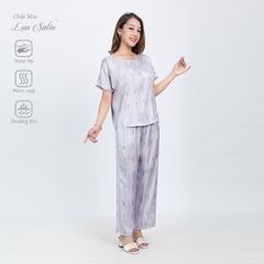 Set đồ bộ nữ kiểu quần dài tay ngắn chất lụa nhung 263p 3351