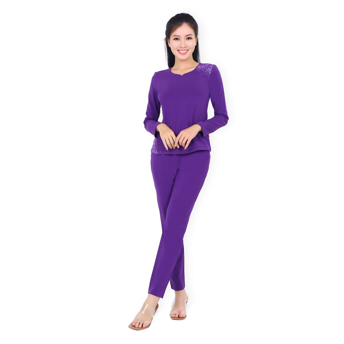 Set đồ bộ nữ kiểu quần dài tay dài chất cotton siêu mát 033p 3093