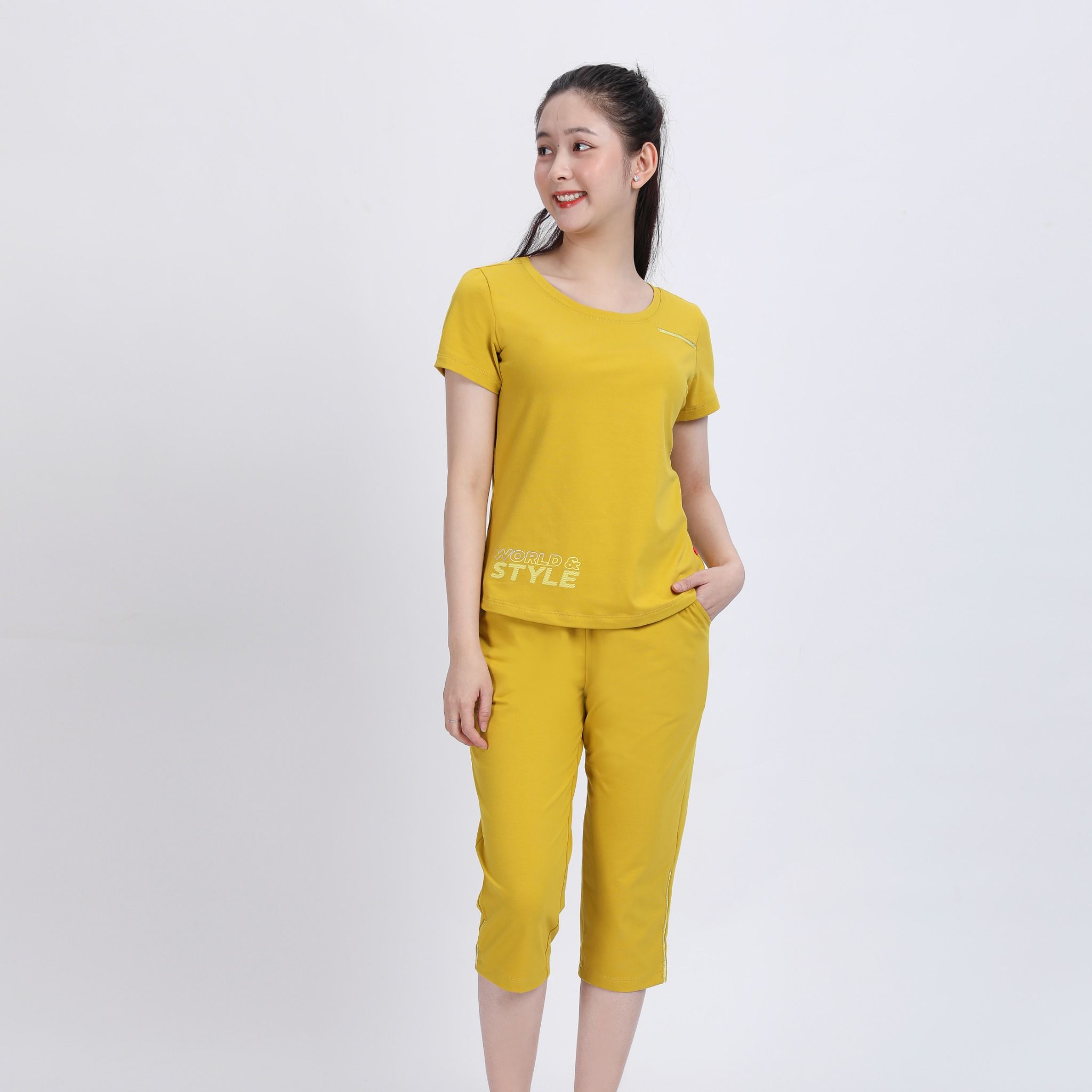 Set đồ bộ nữ kiểu quần lửng tay ngắn cotton cvc mát 194p 4270