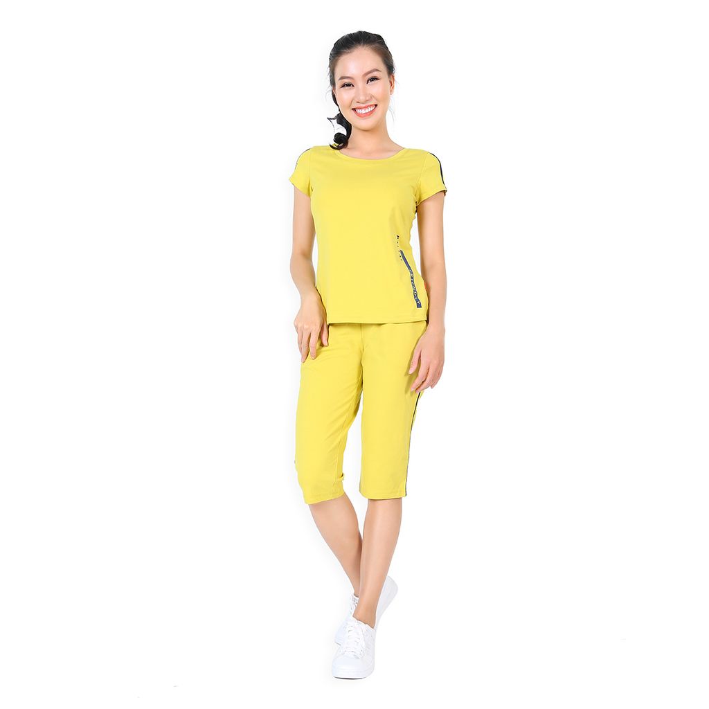 Bộ đồ nữ mặc nhà kiểu thể thao quần lửng tay ngắn cotton 024p 4142