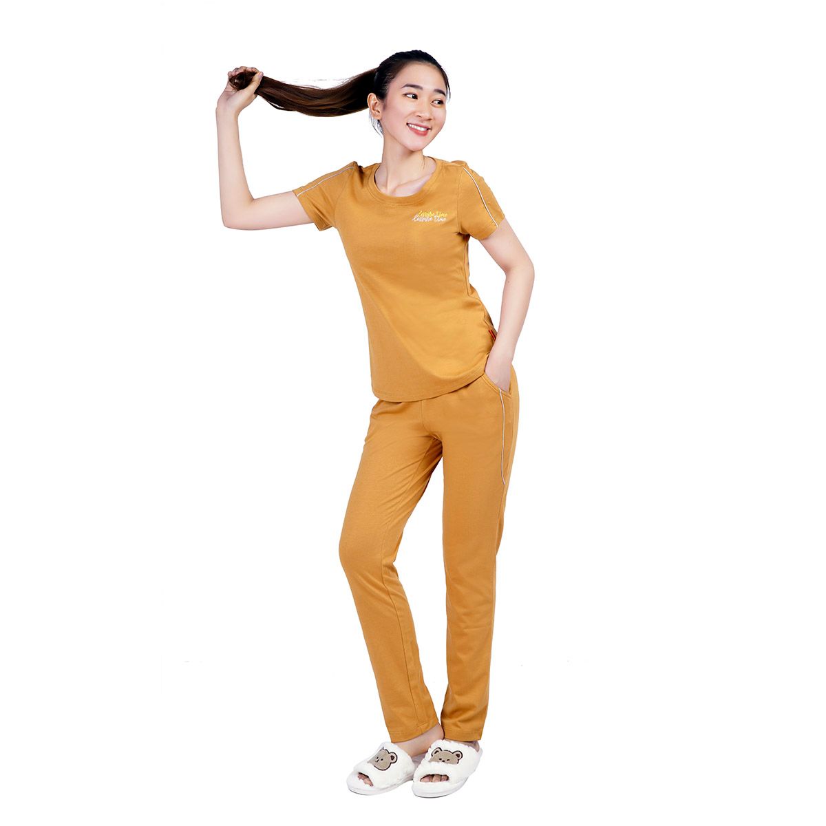 Set đồ bộ nữ kiểu quần dài tay ngắn chất cotton siêu mát 193p 3298