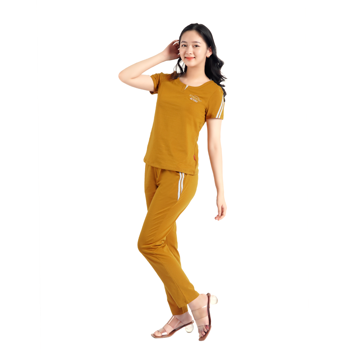 Set đồ bộ nữ kiểu quần dài tay ngắn cotton cvc mát 193p 3318