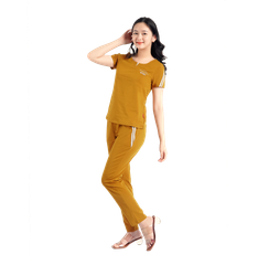 Set đồ bộ nữ kiểu quần dài tay ngắn cotton cvc mát 193p 3318