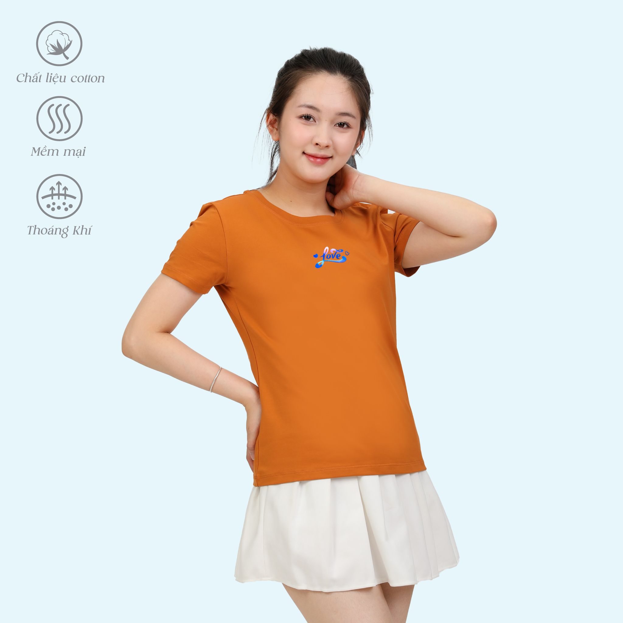 Áo thun nữ tay ngắn cổ tròn form suông chất cotton siêu mát 020p 0339
