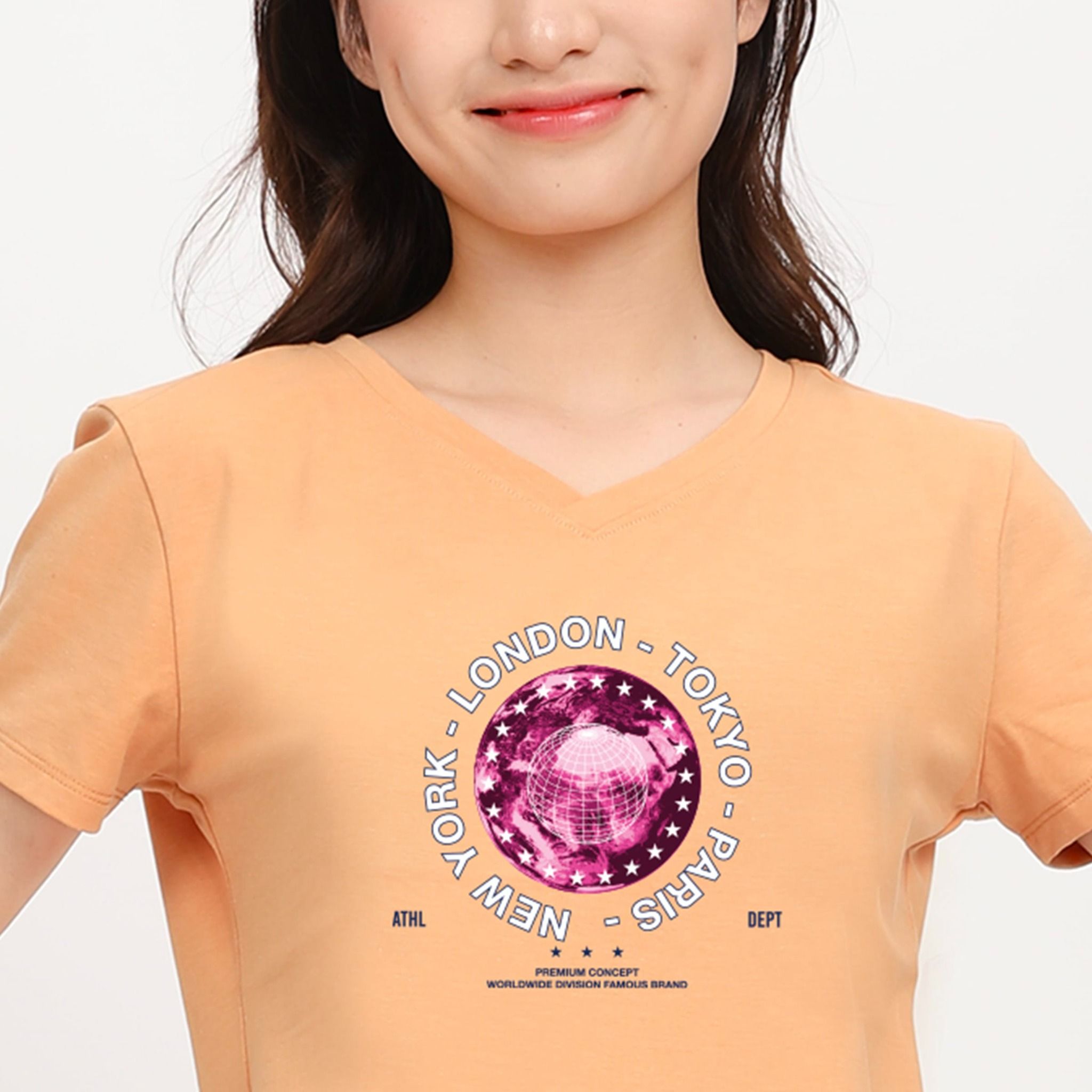 Áo thun nữ tay ngắn Form Suông Cổ Tim chất cotton siêu mát 190p 0324