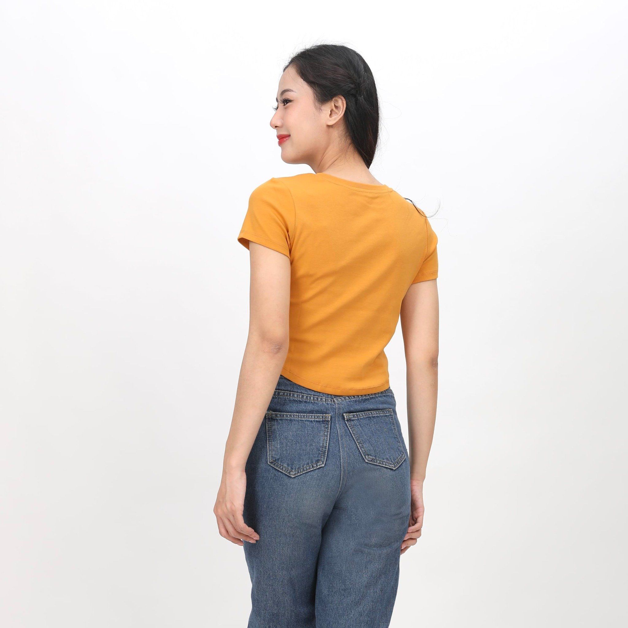 Áo thun nữ Croptop tay ngắn Cổ Tròn LIME chất rib chất cotton siêu mát 220p 0267