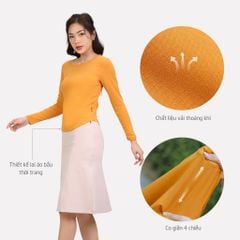 Áo thun tay dài form suông cổ tròn chất RIB Cotton cao cấp 220p 0272