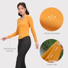 Áo thun nữ tay dài  Cổ Tiim chất Rip chất cotton siêu mát 220p 0273