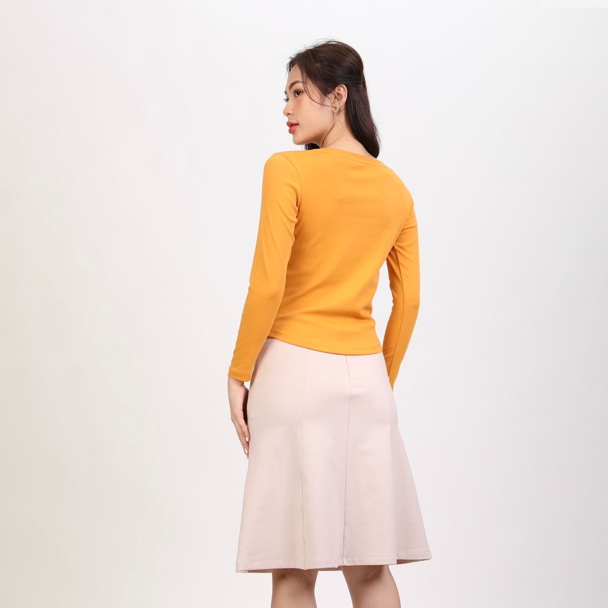 Áo thun nữ tay dài form suông cổ tròn chất rib chất cotton siêu mát 220p 0272