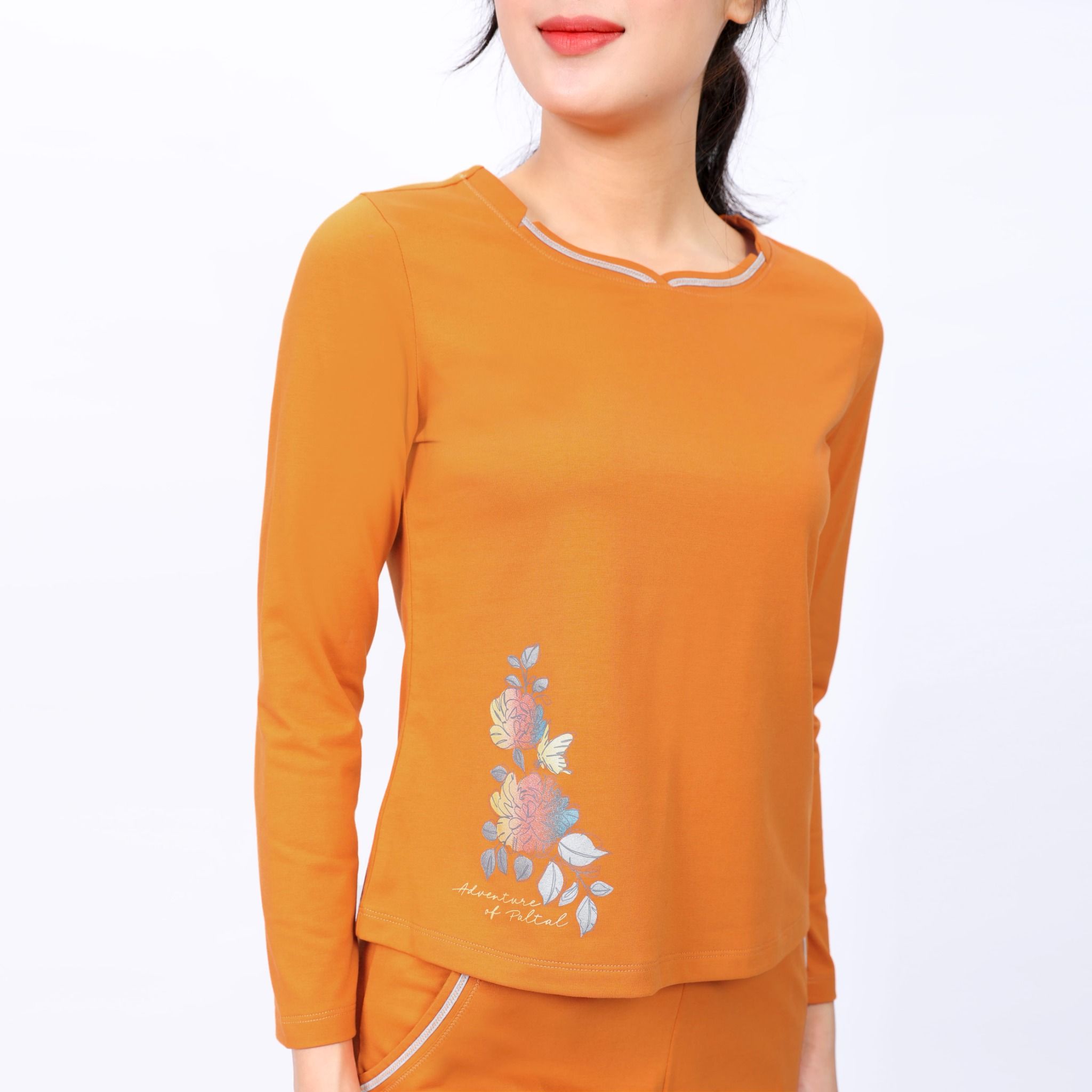 Set đồ bộ nữ kiểu quần dài tay dài cotton cvc mát 183p 3210