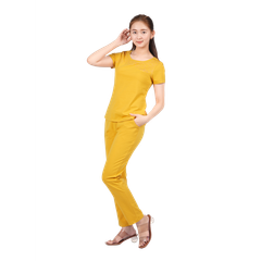 Set đồ bộ nữ kiểu quần dài tay ngắn cotton cvc mát 193p 3319