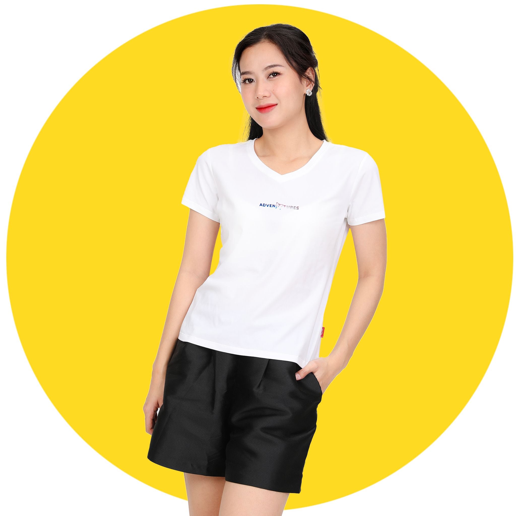 Áo thun nữ tay ngắn cổ tim form suông chất cotton siêu mát 020p 0338