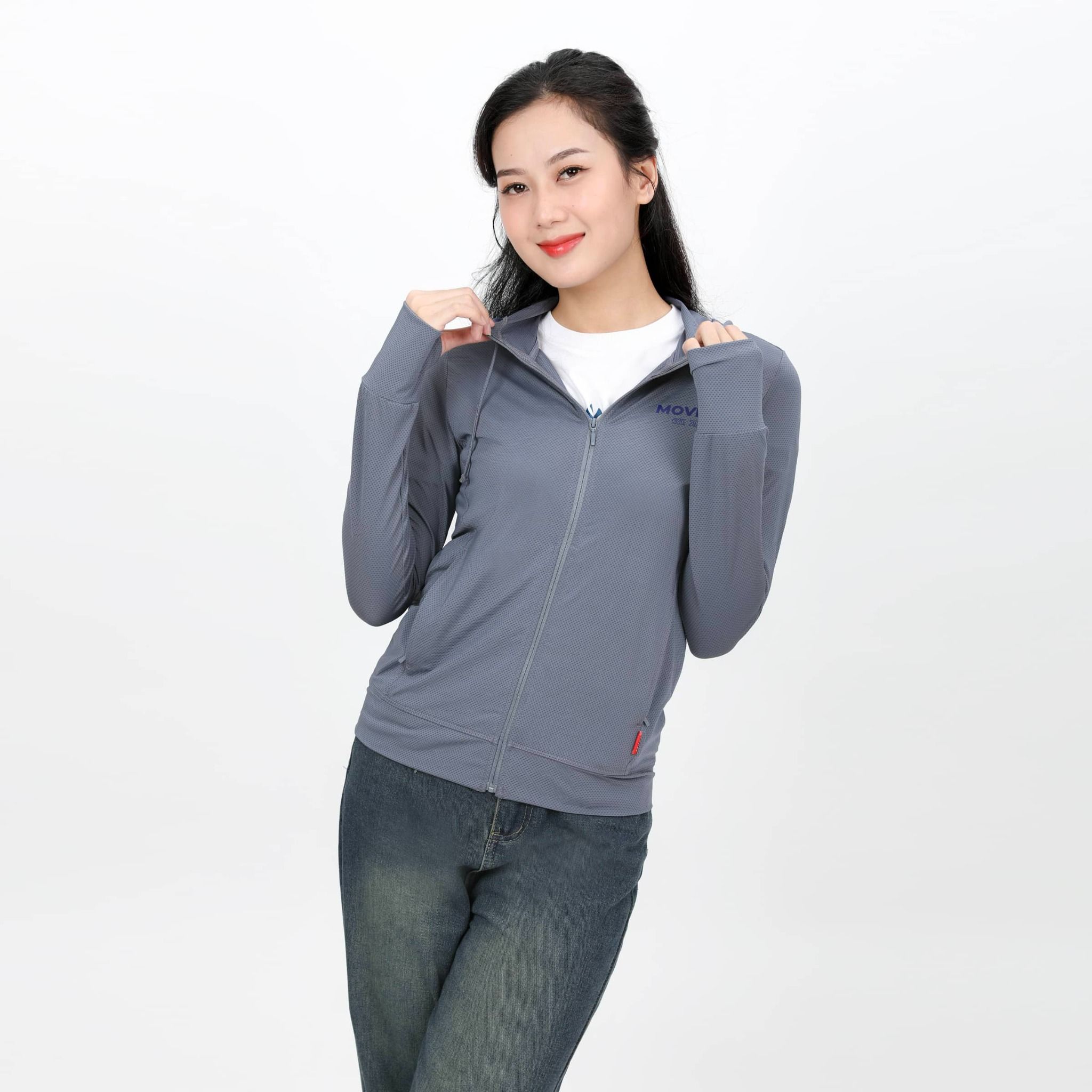 Áo khoác nữ chống nắng, chống UV có nón chất poly thái 311p 1266