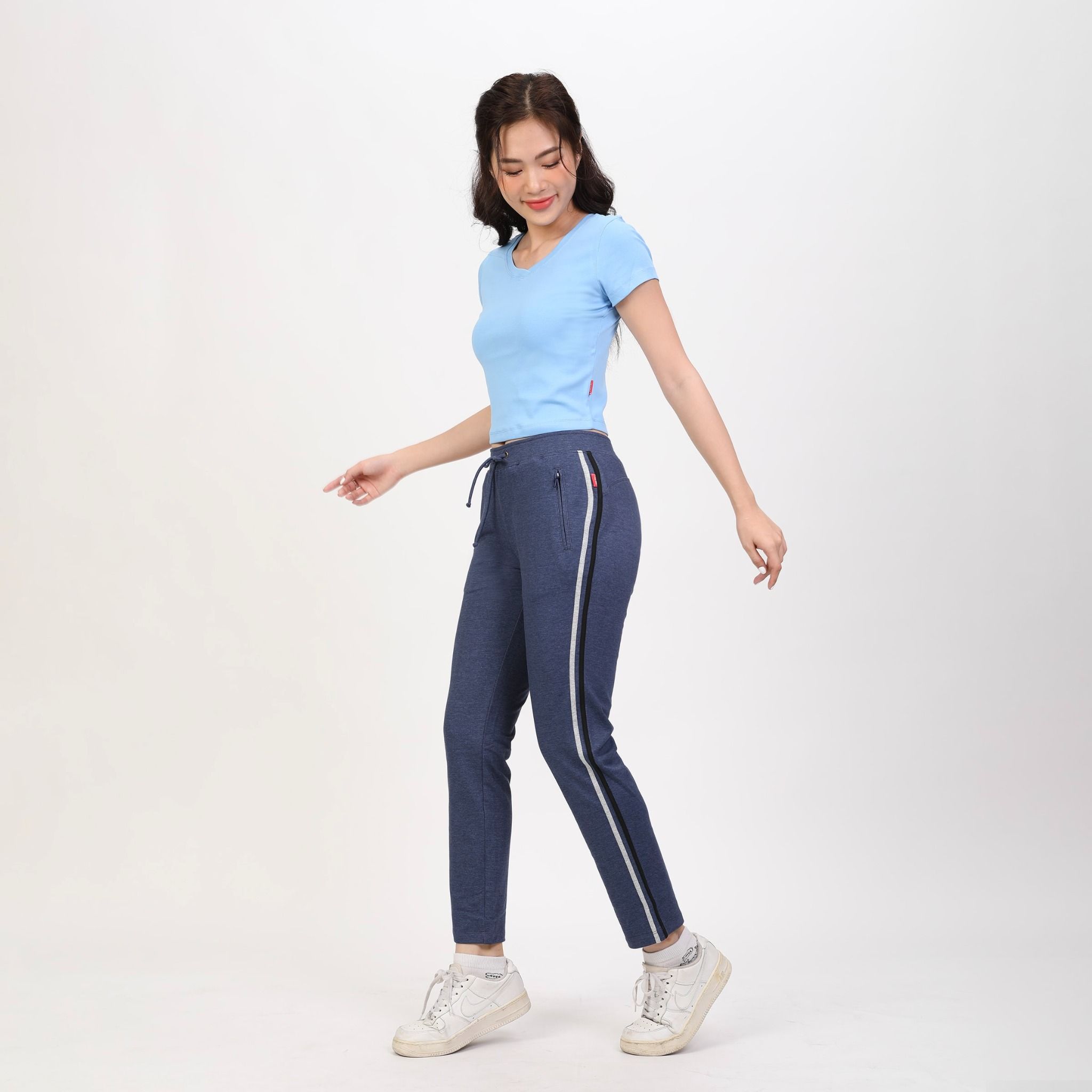Quần thể thao nữ ống dài thun chất vảy cá cotton cvc mát 408p 8064