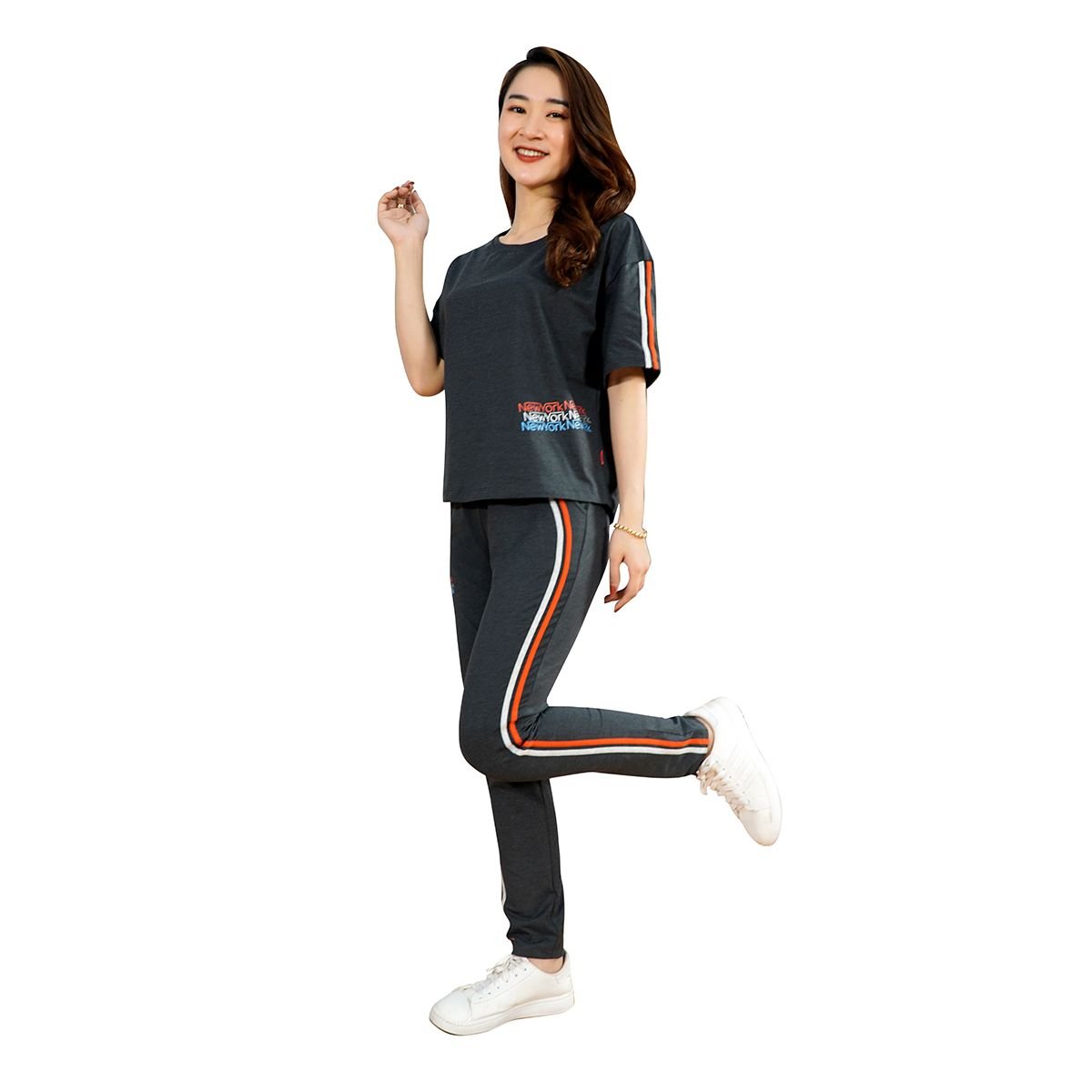 Set đồ bộ nữ kiểu thể thao kiểu quần dài tay ngắn cotton cvc mát 193p 3265
