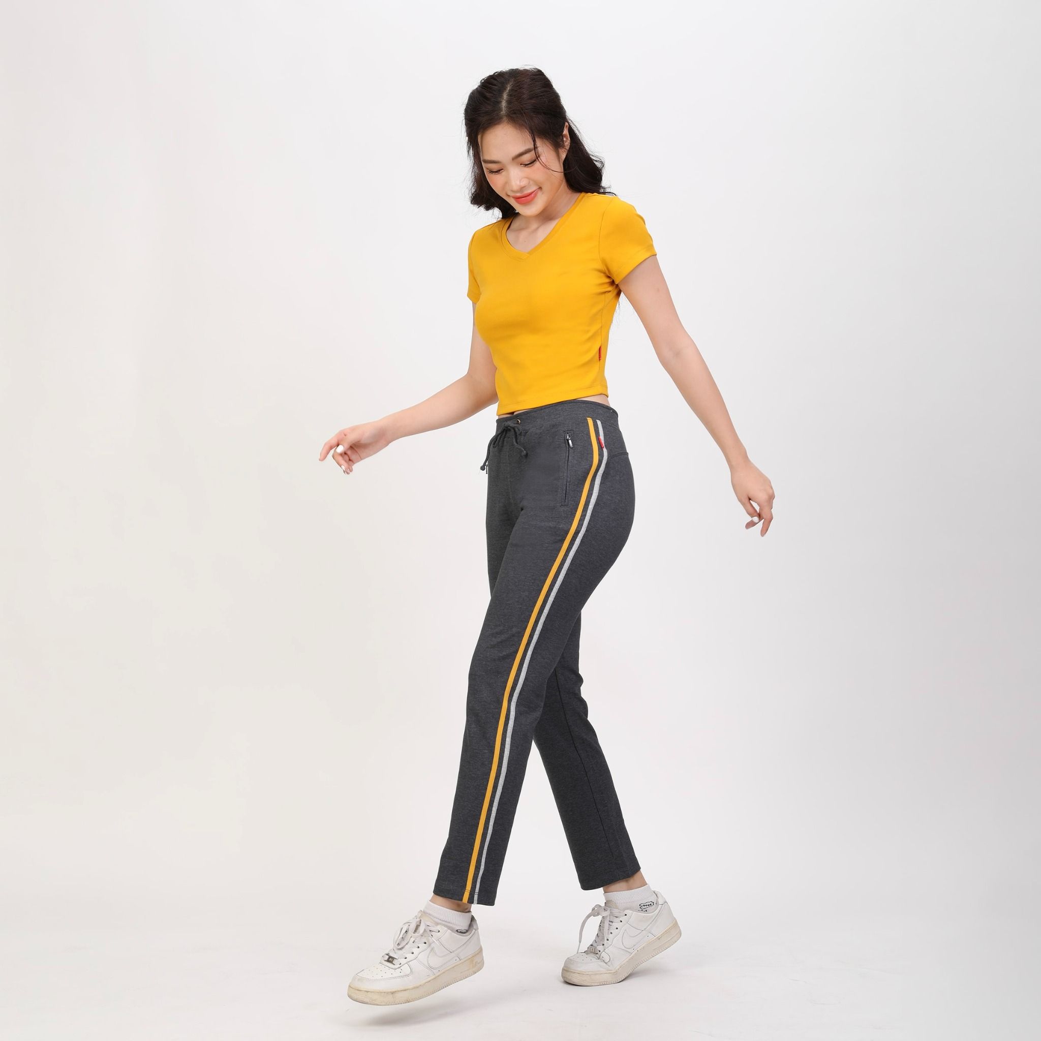 Quần thể thao nữ ống dài thun chất vảy cá cotton cvc mát 408p 8064