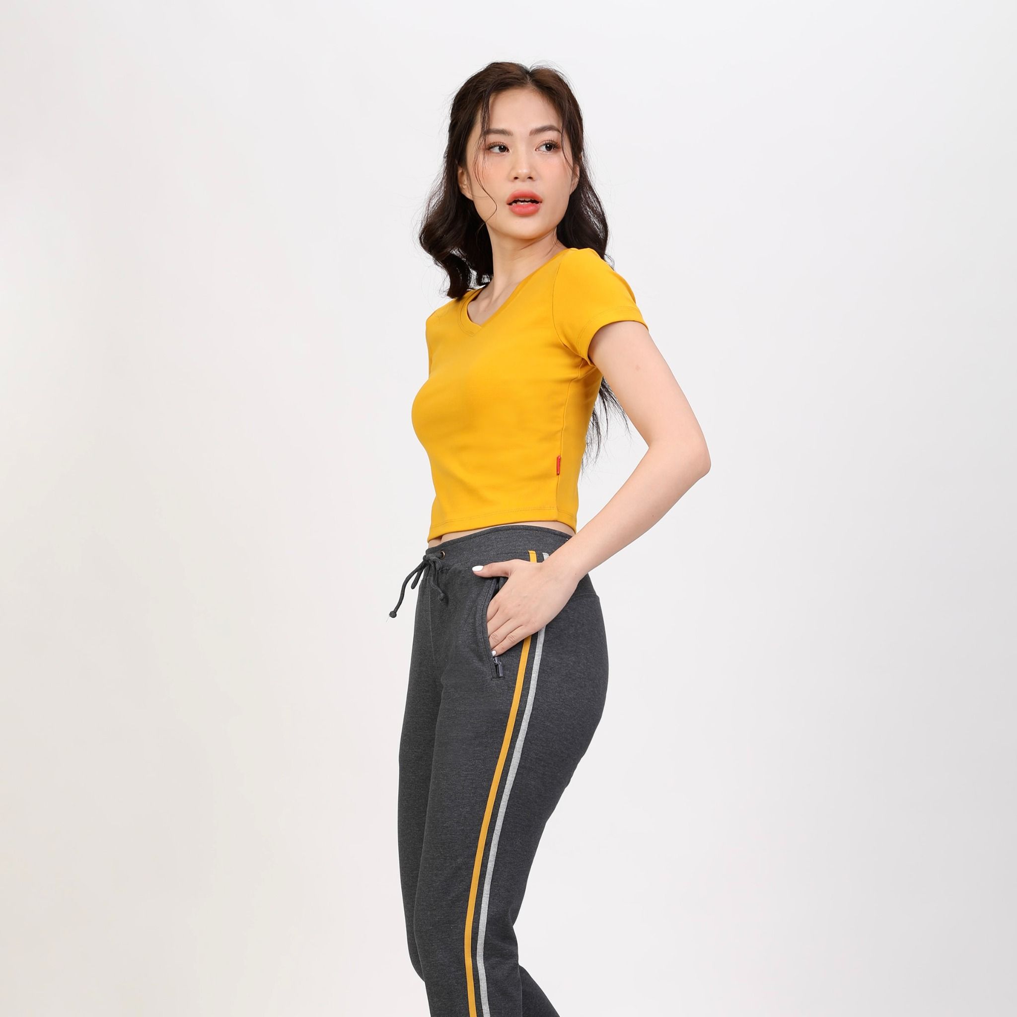 Quần thể thao nữ ống dài thun chất vảy cá cotton cvc mát 408p 8064