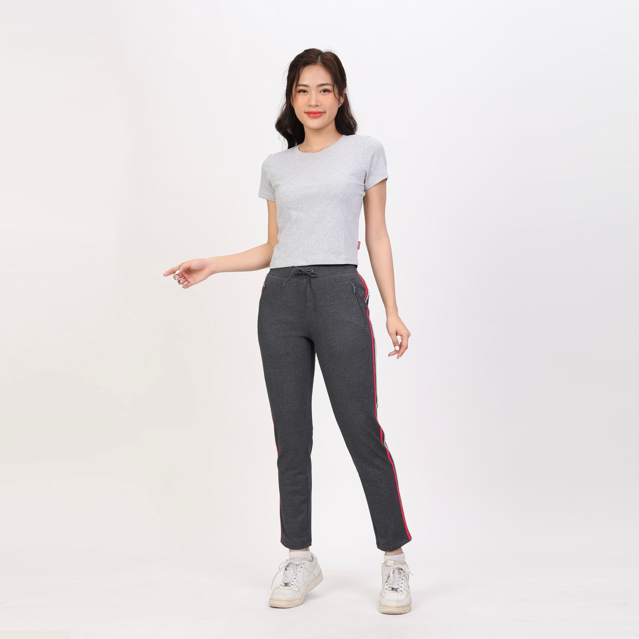 Quần thể thao nữ ống dài thun chất vảy cá cotton cvc mát 408p 8070