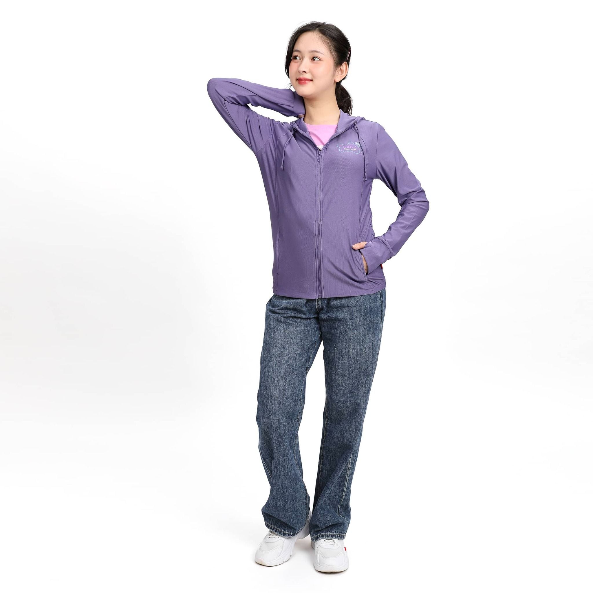 Áo khoác nữ chống nắng, chống UV có nón chất poly cát 311p 1269