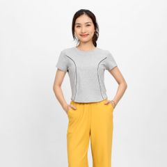 Áo Thun Croptop Tay Ngắn Cổ Tròn LIME Rib Cotton 220p 0267