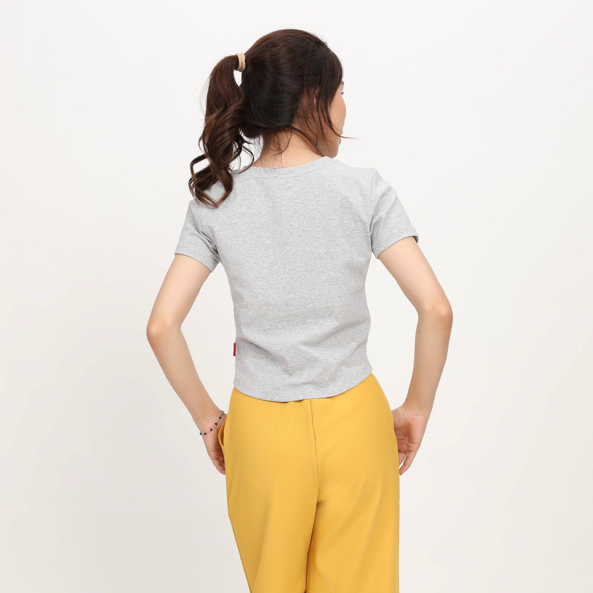 Áo thun nữ Croptop tay ngắn Cổ Tròn LIME chất rib chất cotton siêu mát 220p 0267