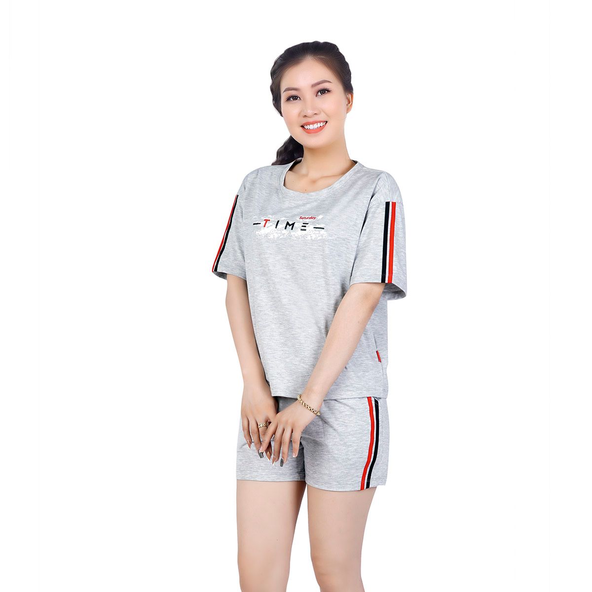 Set đồ bộ nữ kiểu quần đùi tay ngắn cotton cvc mát 195p 5077