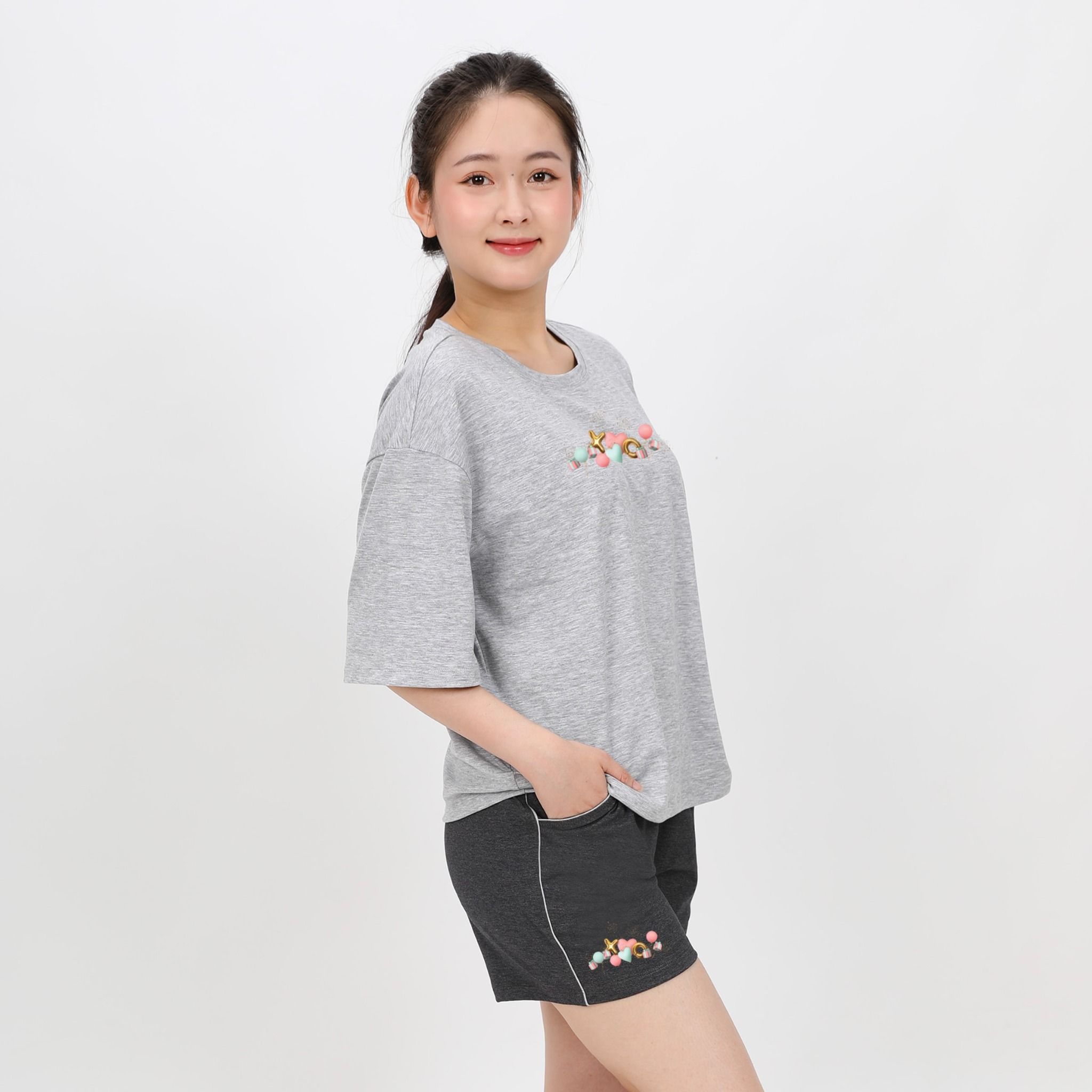 Set đồ bộ nữ kiểu quần đùi tay ngắn chất cotton siêu mát 195p 5208