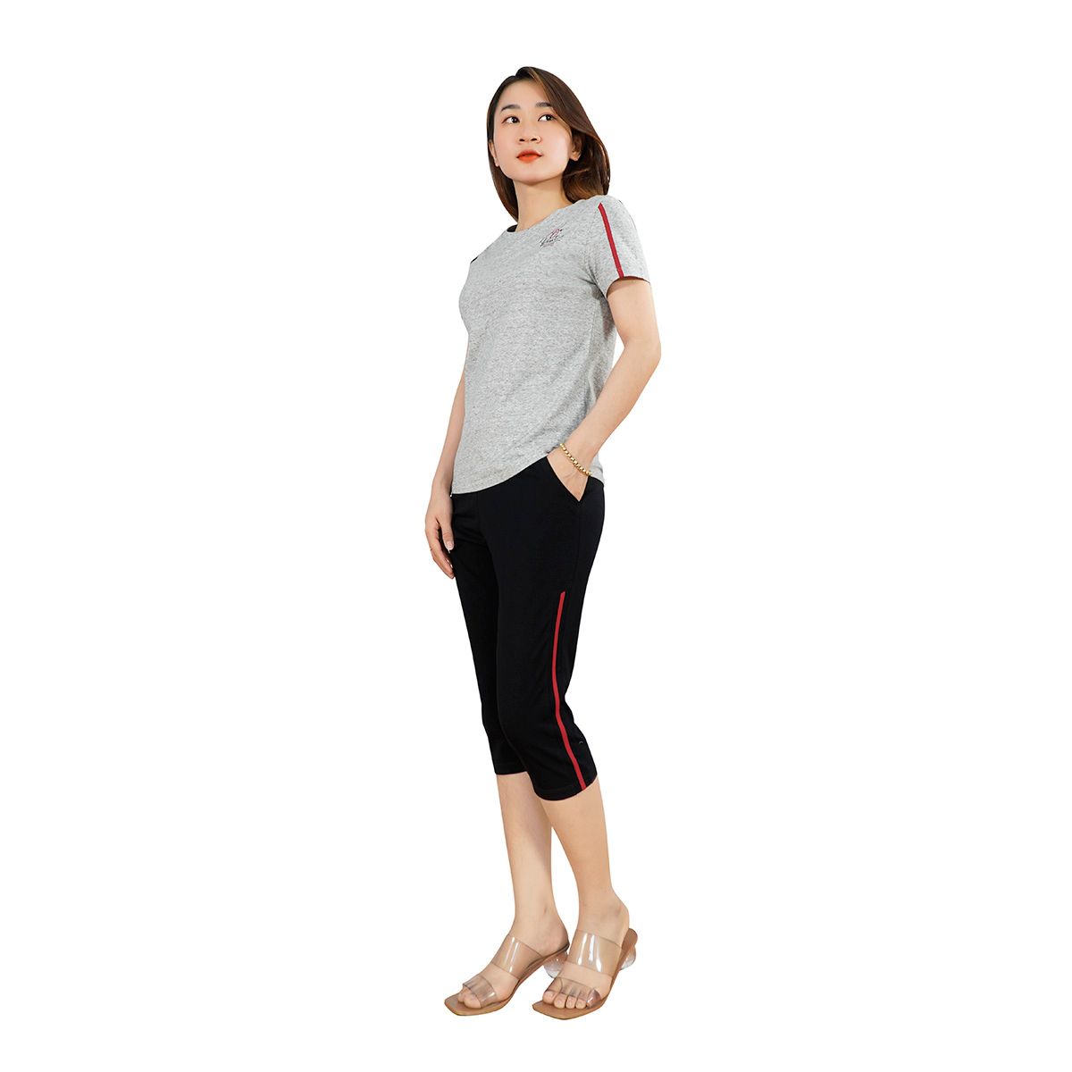 Set đồ bộ nữ kiểu quần lửng tay ngắn muối tiêu 054p 4223