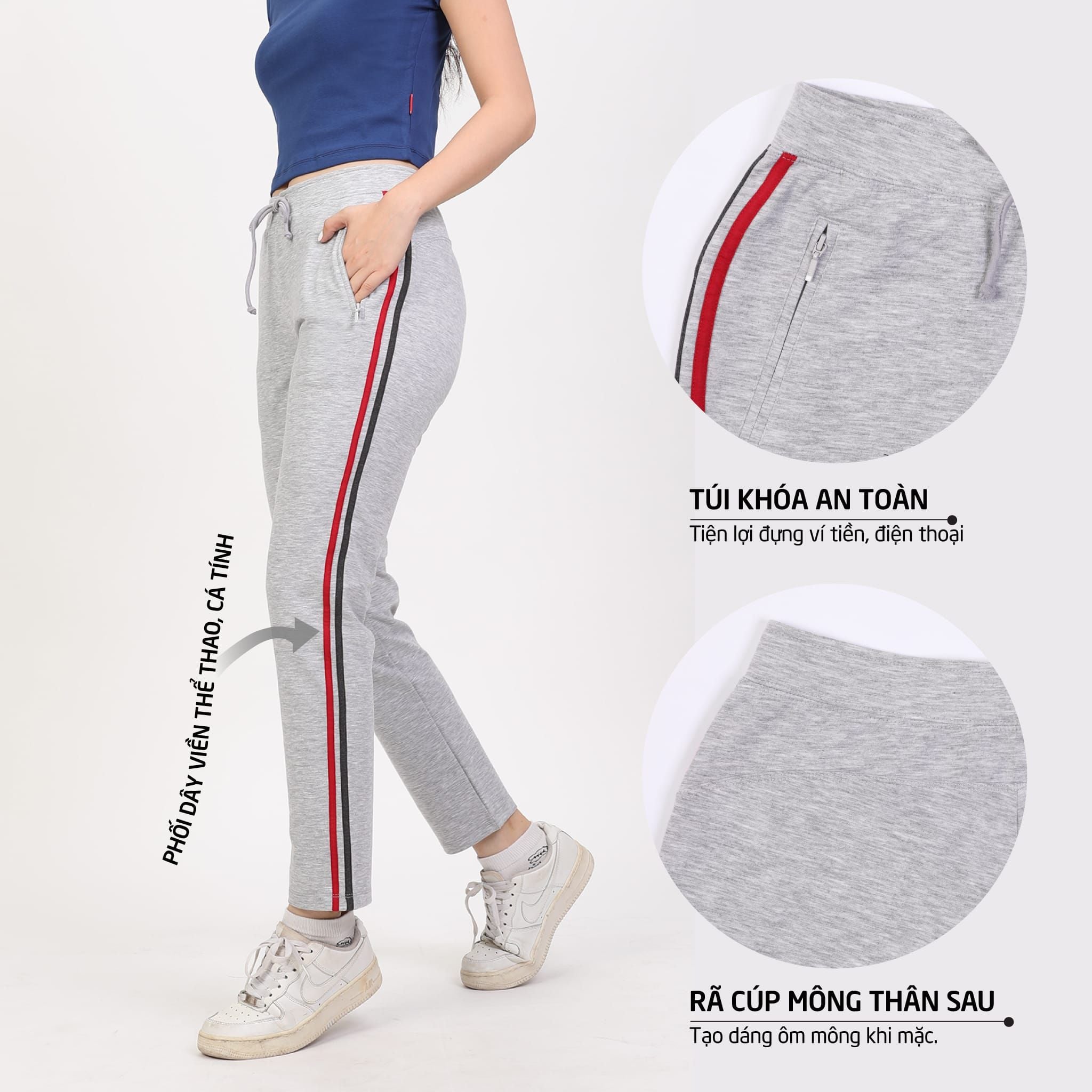 Quần thể thao nữ ống dài thun chất vảy cá cotton cvc mát 408p 8070