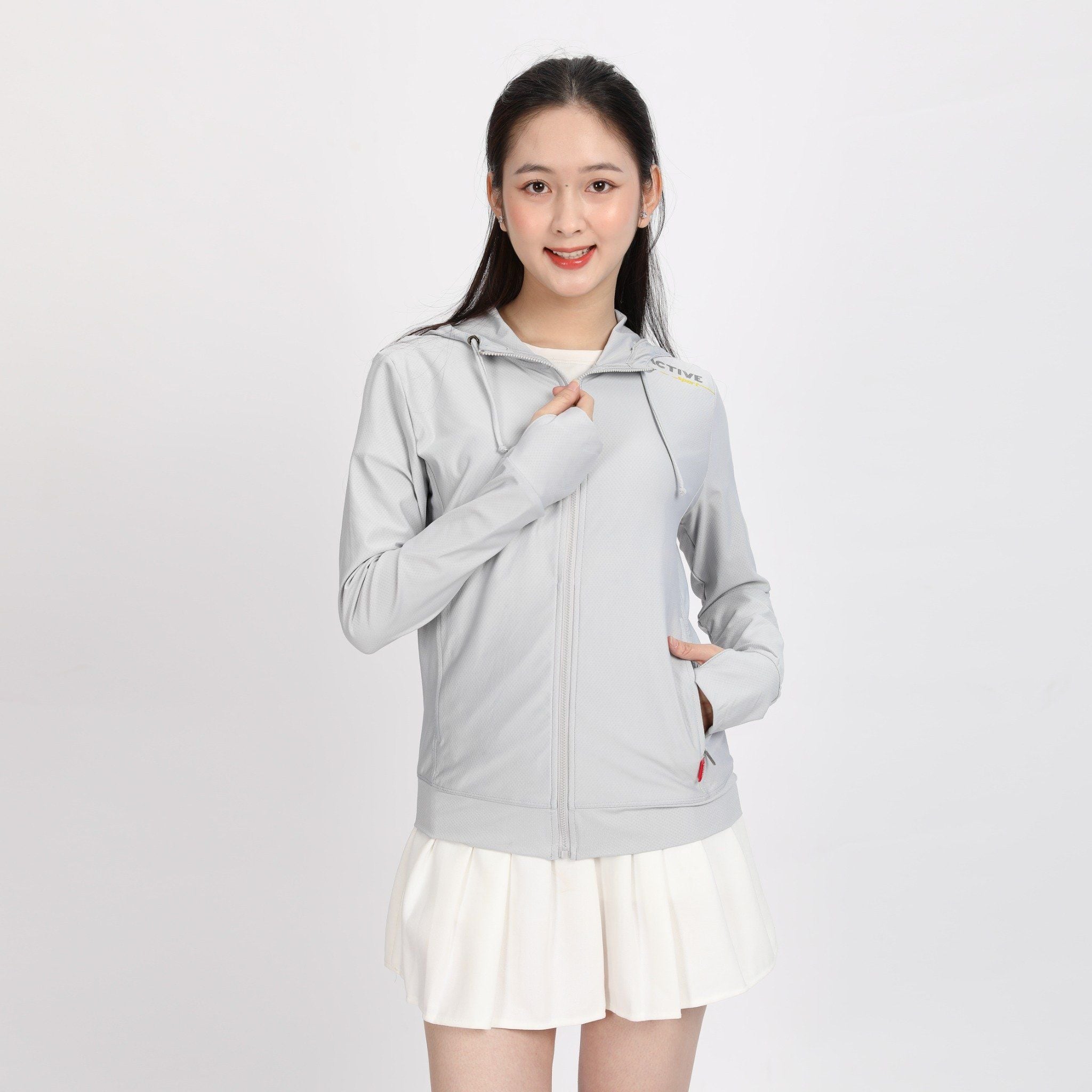 Áo khoác nữ chống nắng, chống UV chất poly mè 311p 1228