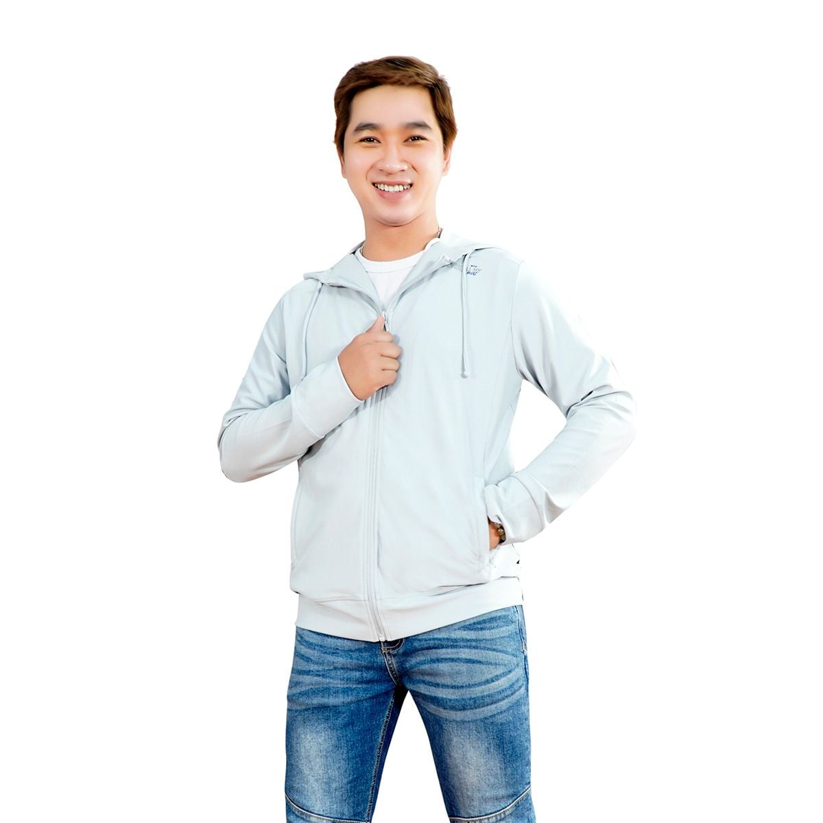 Áo khoác nam chống nắng, chống UV có nón chất cotton pique siêu mát 521p 1177