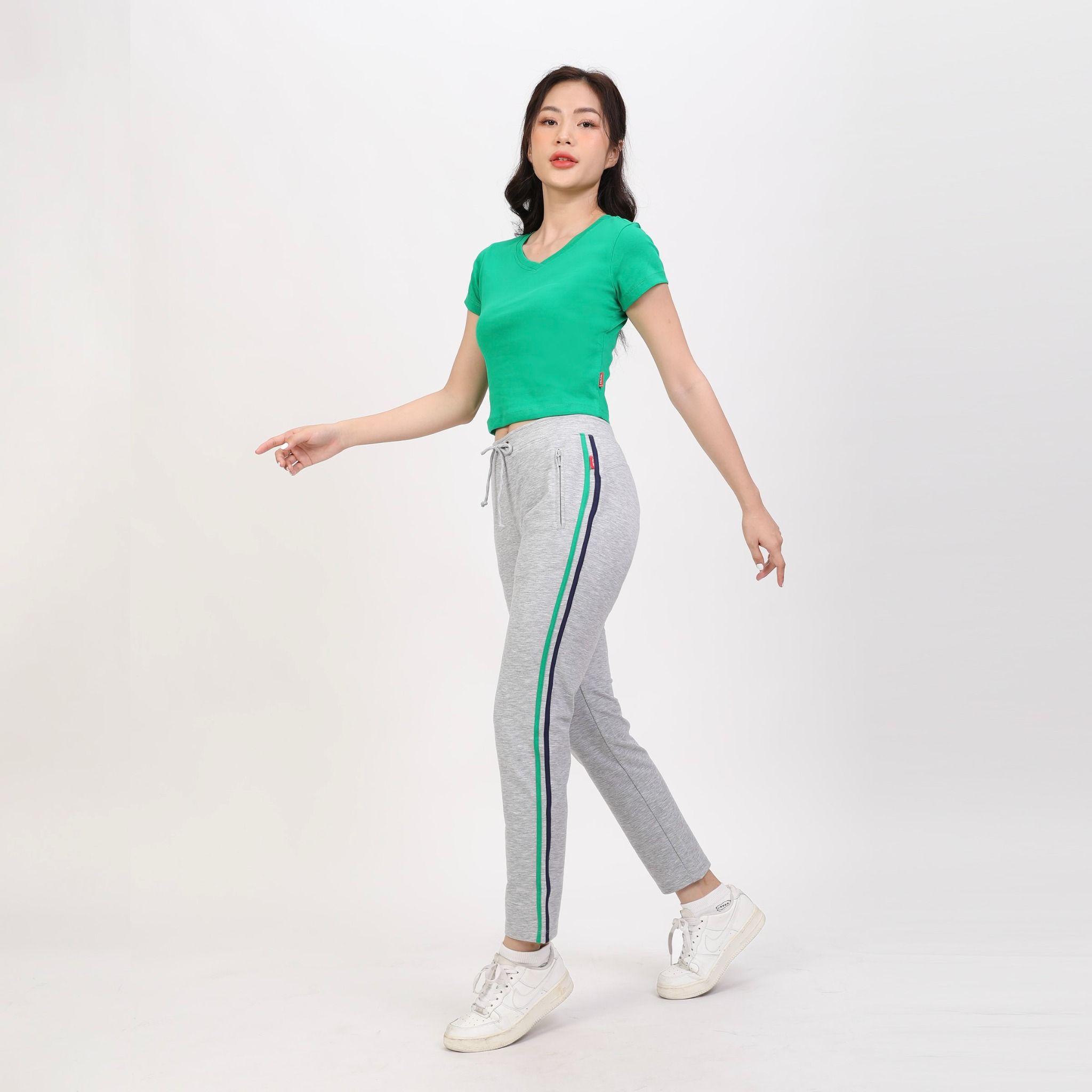 Quần thể thao nữ ống dài thun chất vảy cá cotton cvc mát 408p 8064