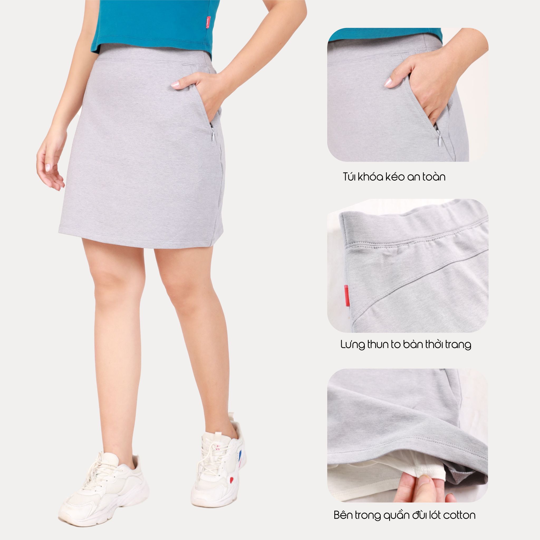 Chân váy chất vảy cá cotton 402p 8075