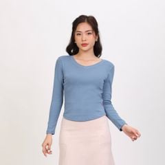 Áo thun nữ tay dài  Cổ Tiim chất Rip chất cotton siêu mát 220p 0273