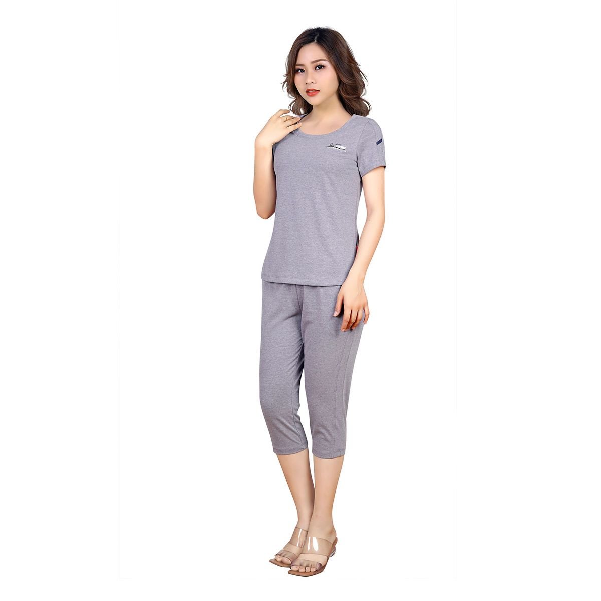 Set đồ bộ nữ kiểu quần lửng tay ngắn chất cotton melan mát 054p 4234