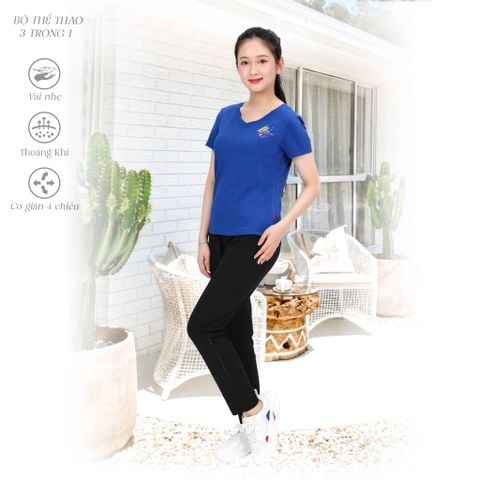 Set đồ bộ nữ kiểu quần dài tay ngắn chất poly cát 313p 3371