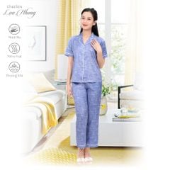 Set đồ bộ nữ kiểu quần dài tay ngắn pijama 263p 3383