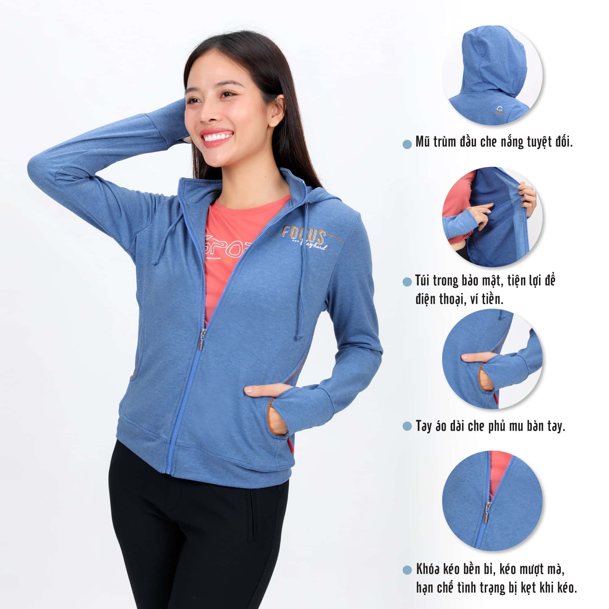 Áo khoác nữ chống nắng, chống UV chất vảy cá cotton siêu mát 431p 4003