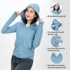 Áo khoác nữ chống nắng, chống UV có nón chất poly thái 311p 1266