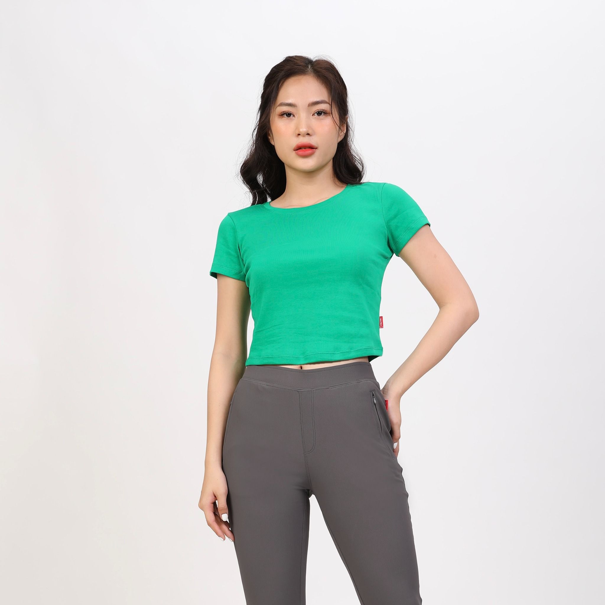 Áo thun nữ croptop tay ngắn Cổ Tròn chất rib chất cotton siêu mát 220p 0265