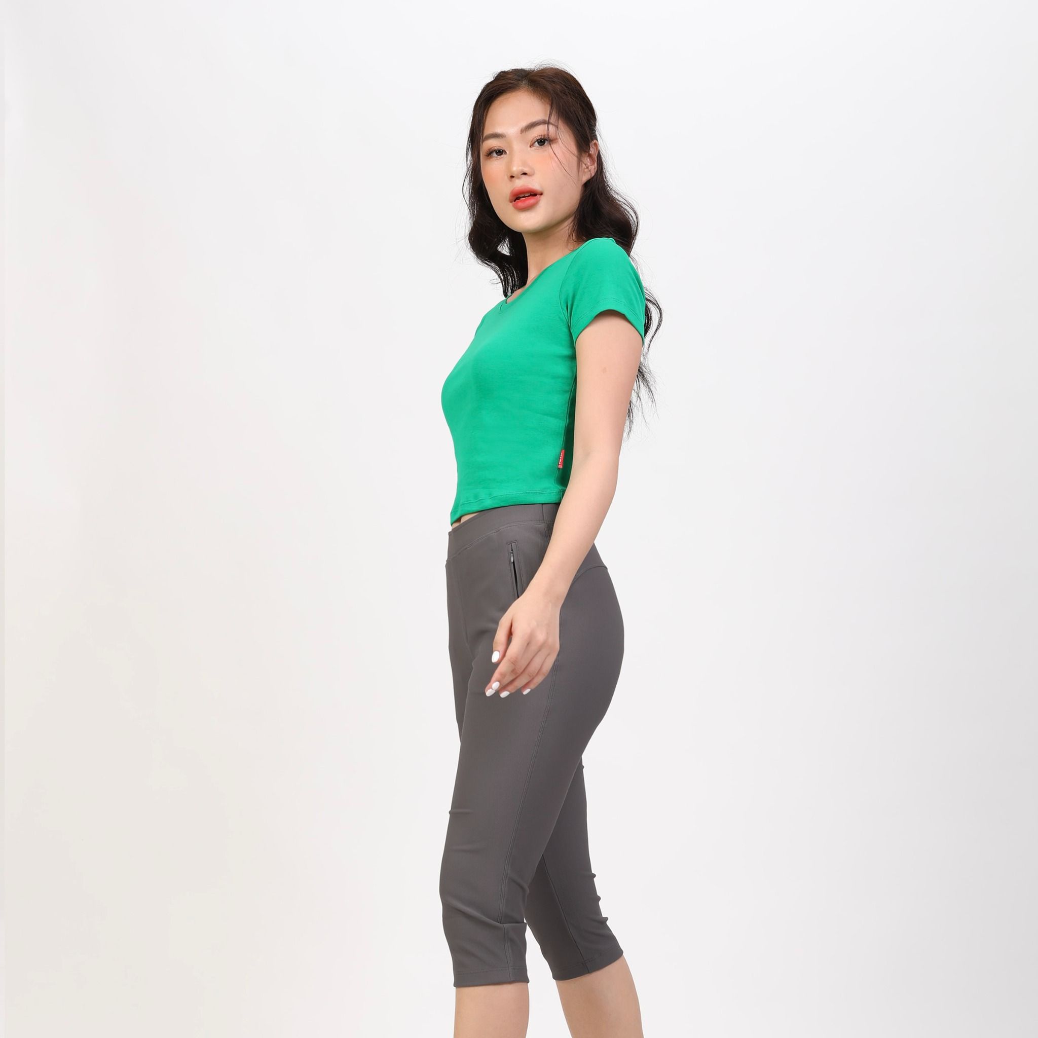 Áo thun nữ croptop tay ngắn Cổ Tròn chất rib chất cotton siêu mát 220p 0265