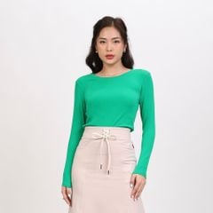 Áo thun nữ tay dài form suông cổ tròn chất rib chất cotton siêu mát 220p 0272
