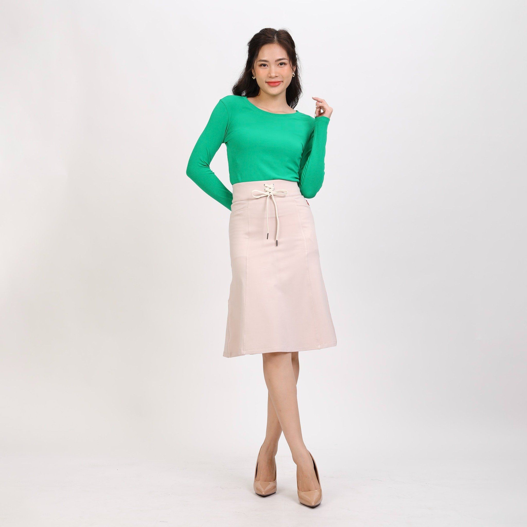 Áo thun nữ tay dài form suông cổ tròn chất rib chất cotton siêu mát 220p 0272
