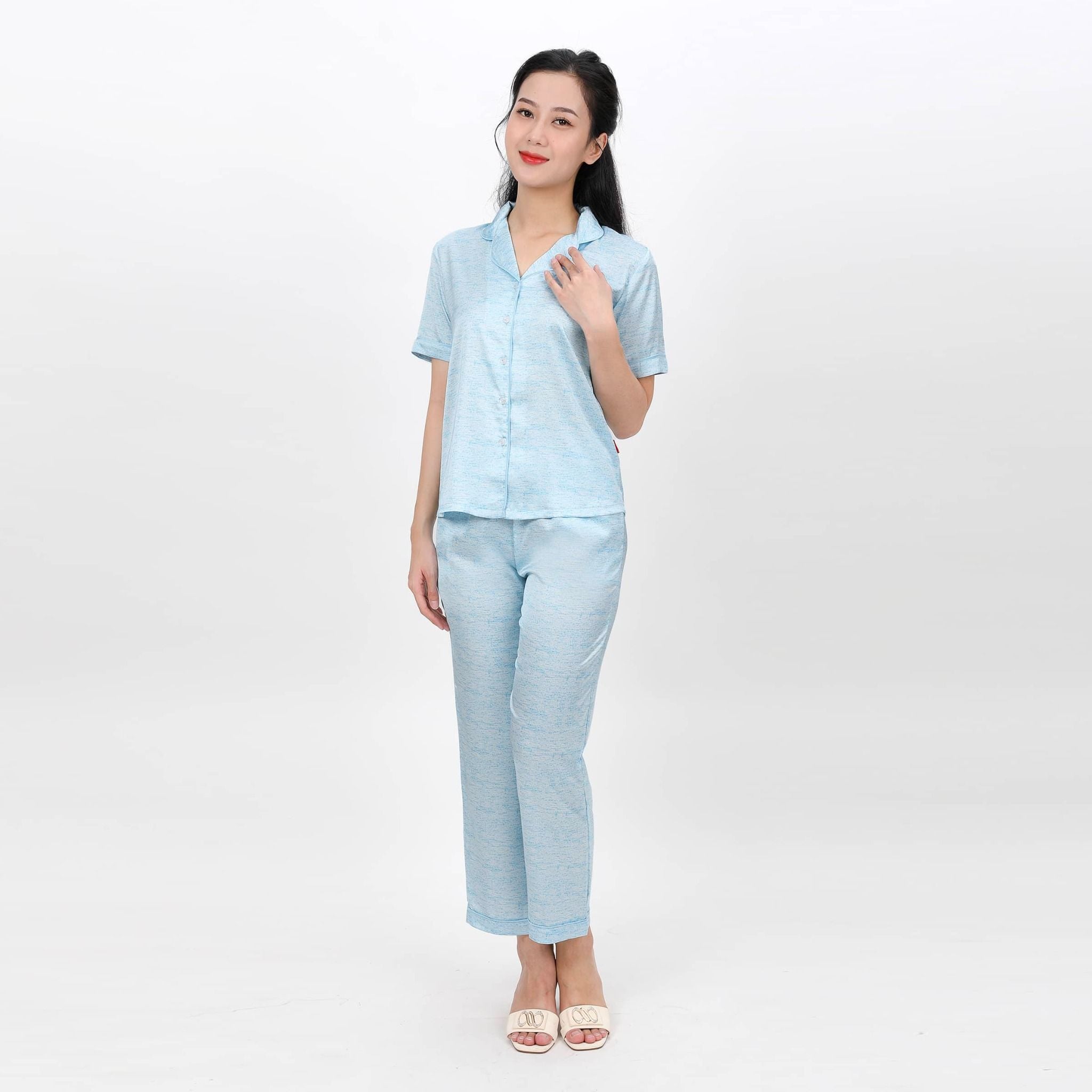 Set đồ bộ nữ kiểu quần dài tay ngắn pijama 263p 3383