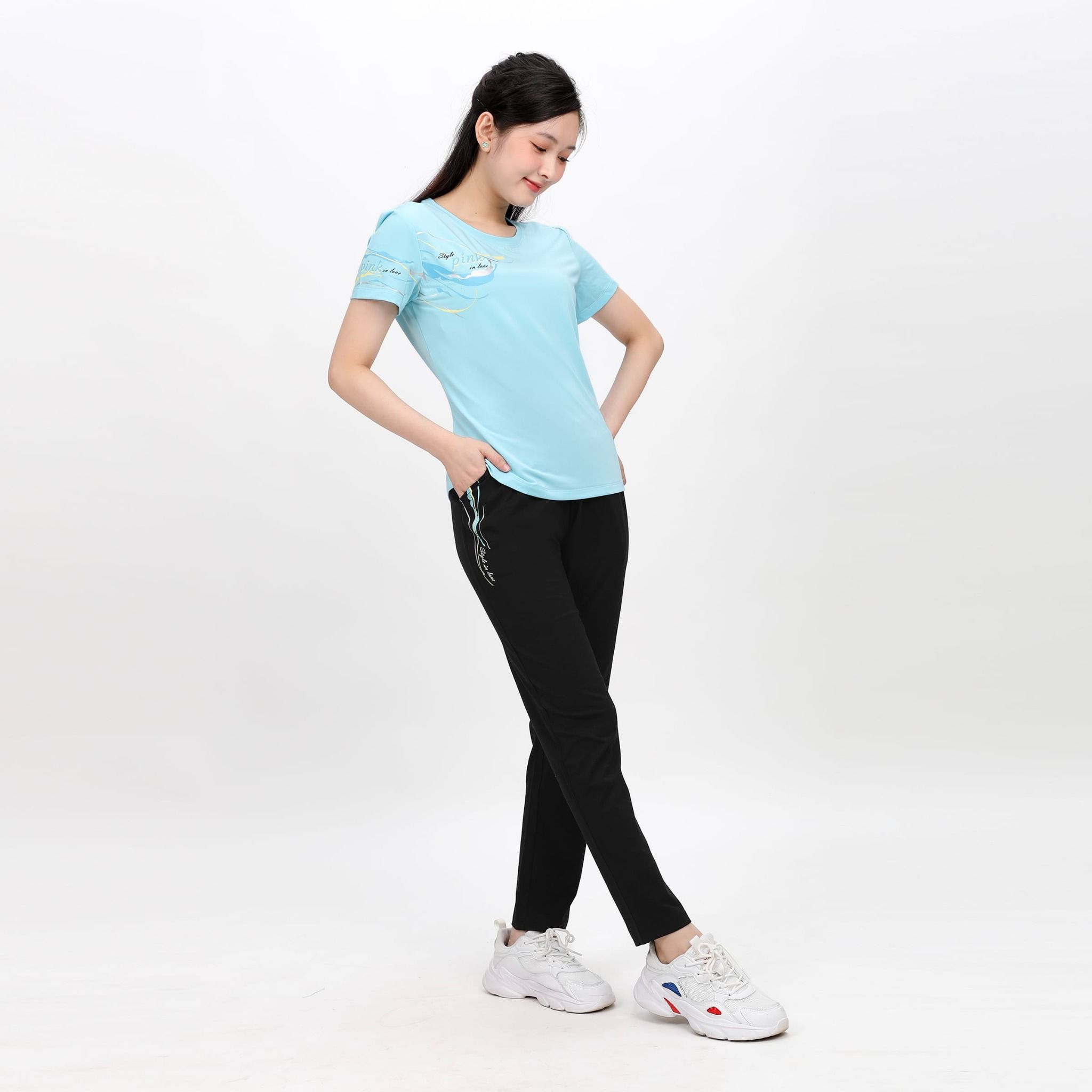 Set đồ bộ nữ kiểu quần dài tay ngắn chất nhung lạnh 153p 6003