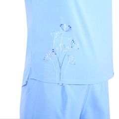 Đồ bộ nữ mặc nhà kiểu quần ống rộng lửng tay ngắn silk linen 484p 4096