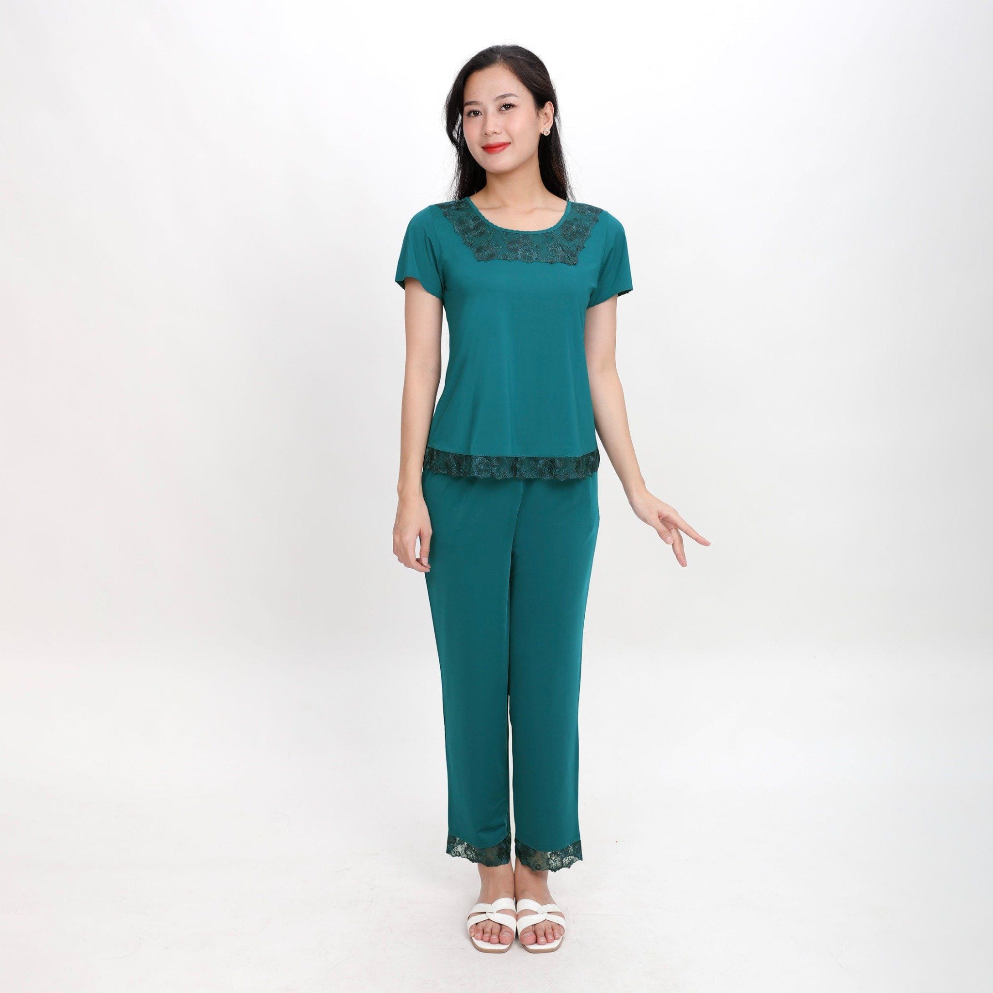 Set đồ bộ nữ kiểu quần dài tay ngắn chất thun lạnh siêu bền 013p 3335