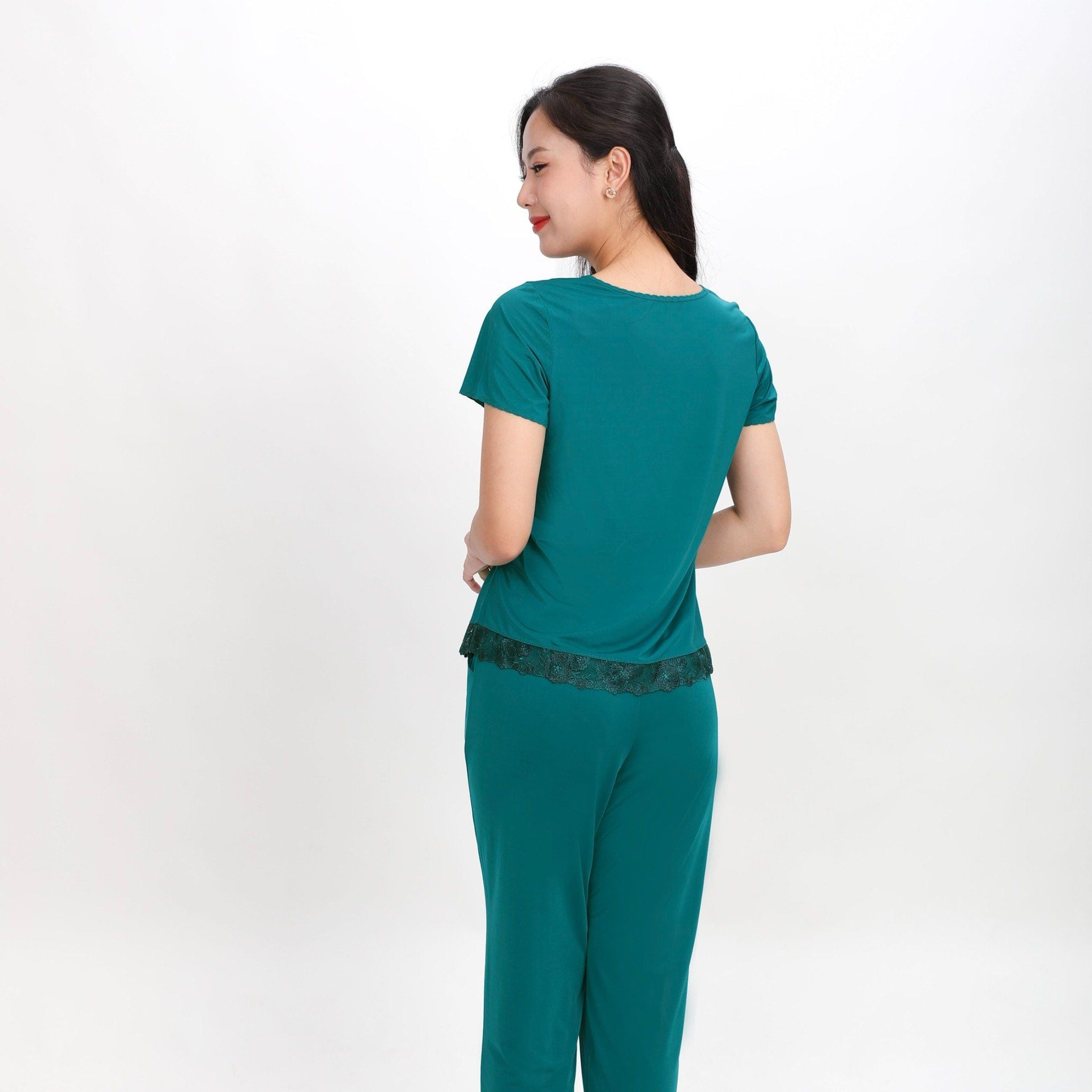 Set đồ bộ nữ kiểu quần dài tay ngắn chất thun lạnh siêu bền 013p 3335