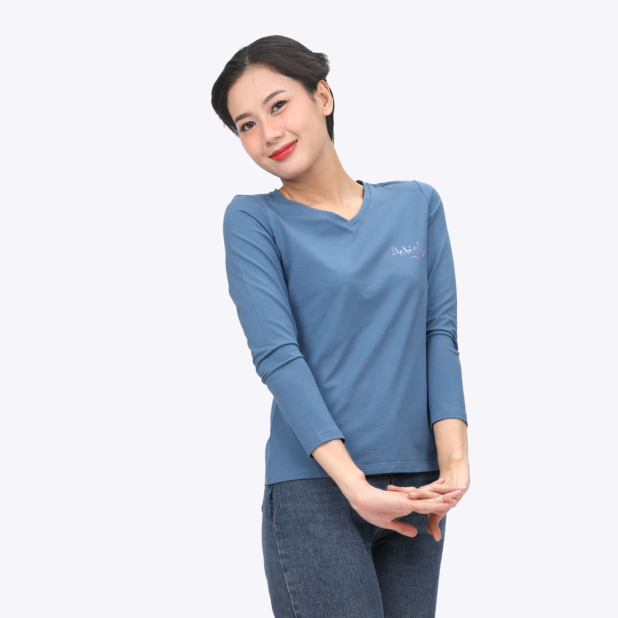 Áo thun nữ tay dài Cổ Tim chất cotton siêu mát 020p 0271